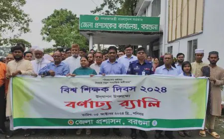 বরগুনায় নানা কর্মসূচীর মধ্যদিয়ে বিশ্ব শিক্ষক দিবস পালিত