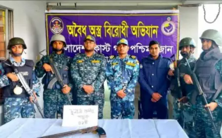 খুলনার কয়রায় যৌথ অভিযানে একটি দোনালা পাইপ গান উদ্ধার