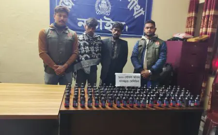 নড়াইলে ডিবি পুলিশের হাতে ১০০বোতল ফেন্সিডিল সহ ২জন মাদক কারবারি গ্রেফতার