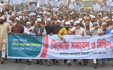 এটিএম আজহারের মুক্তির দাবিতে নড়াইলে বিশাল বিক্ষোভ 