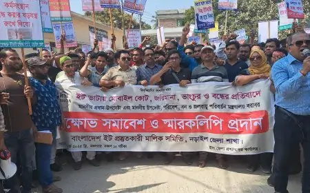 ইট ভাটা বন্ধের প্রতিবাদে নড়াইলে বিক্ষোভ সমাবেশ অনুষ্ঠিত