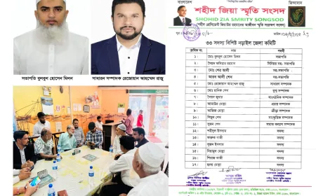 শহীদ জিয়া স্মৃতি সংসদের ঘোষিত নড়াইল জেলা কমিটির  সভাপতি মিলন ও সাধারণ সম্পাদক রাজু