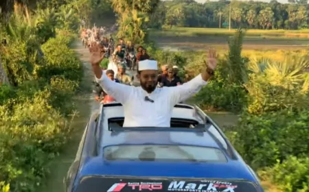 নড়াইল-২ আসনে জামায়াত প্রার্থী আতাউর রহমান বাচ্চুর সমর্থনে মোটরসাইকেল শোভাযাত্রা