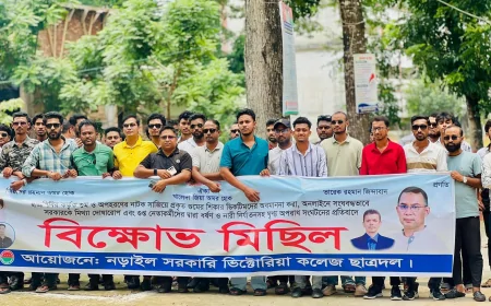 নড়াইলে জেলা ছাত্রদলের বিক্ষোভ মিছিল