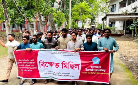 গাইবান্ধায় শিবির নেতাকে  হত্যার প্রতিবাদে নড়াইল ভিক্টোরিয়া কলেজ শিবিরের বিক্ষোভ মিছিল
